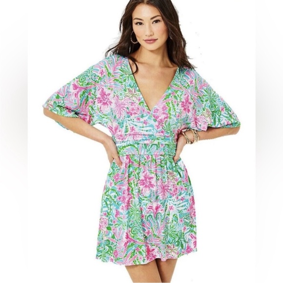 Womens Lilly Pulitzer Parigi Skort Romper Amalfi Blue Leaf it Wild - Picture 1 of 8